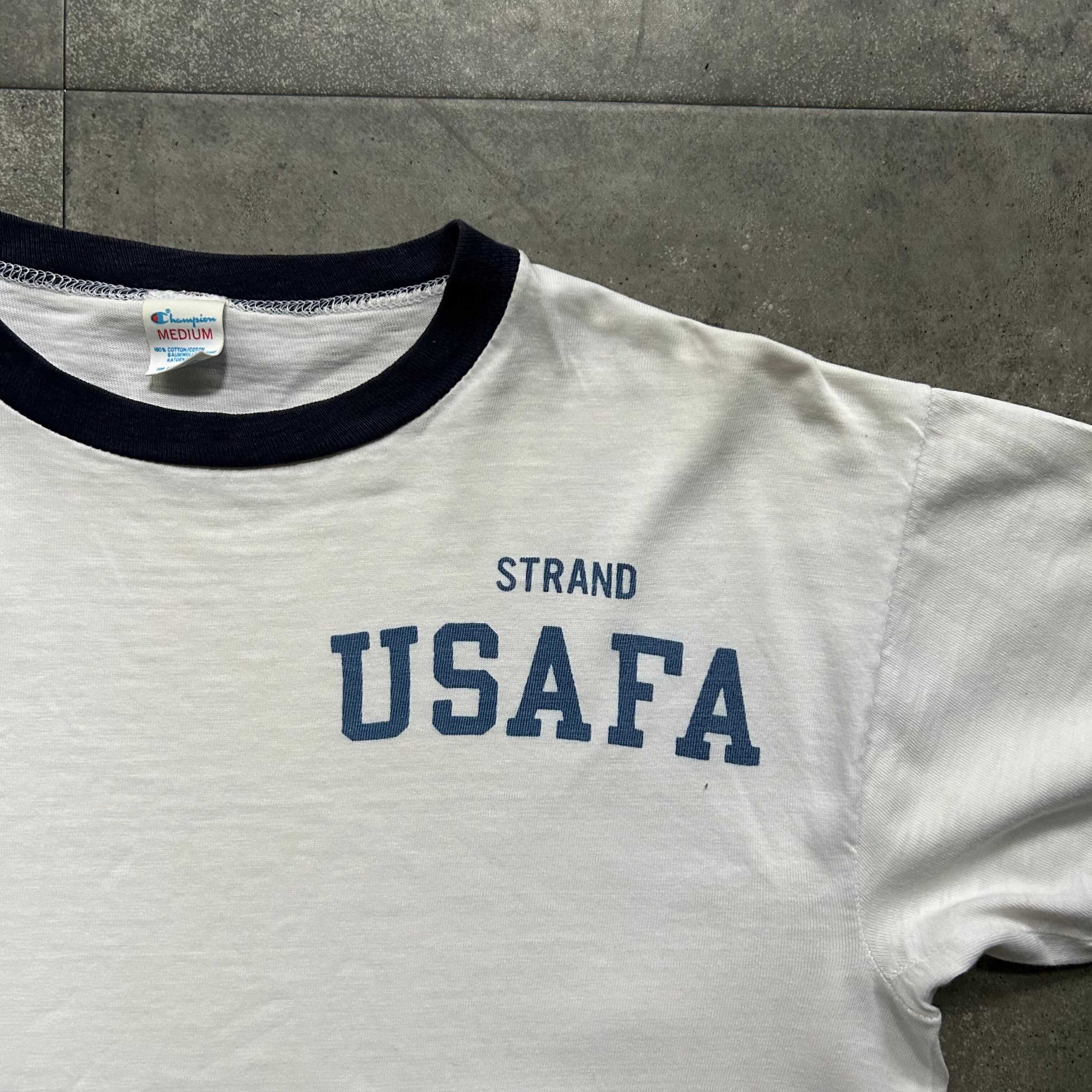 80s チャンピオン リンガーtシャツ USA製 USAFA 染み込みプリント
