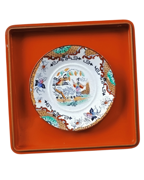 19世紀 Keller et Guerin Luneville シノワズリーな金彩プレート リュネヴィル