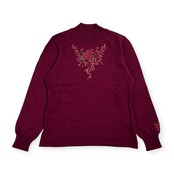 カシミヤ100% Filare フィラーレ ビーズ 花柄 デザイン ニット セーター 9R/赤紫系 レディース