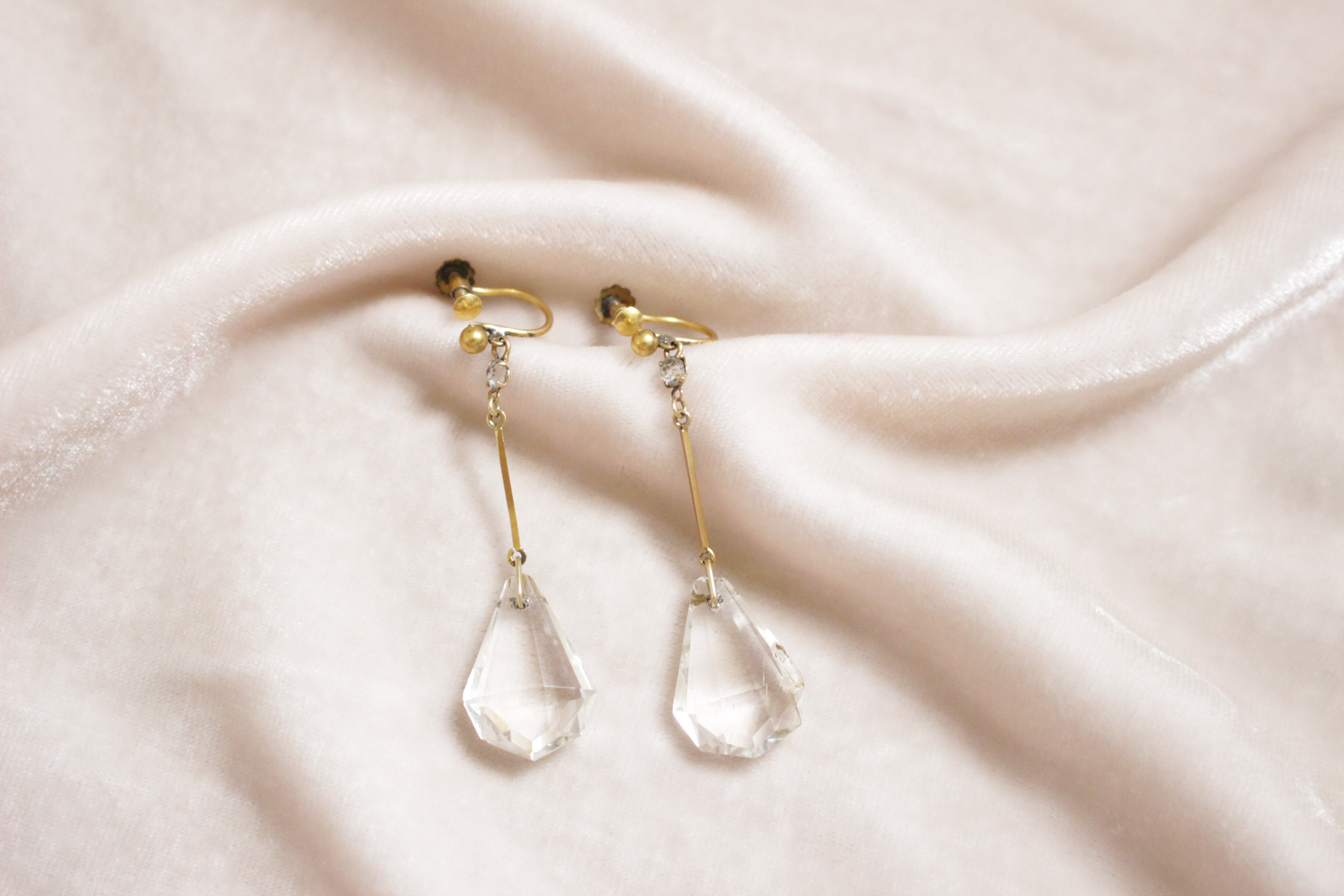 クリアグラスドロップイヤリング lot20294