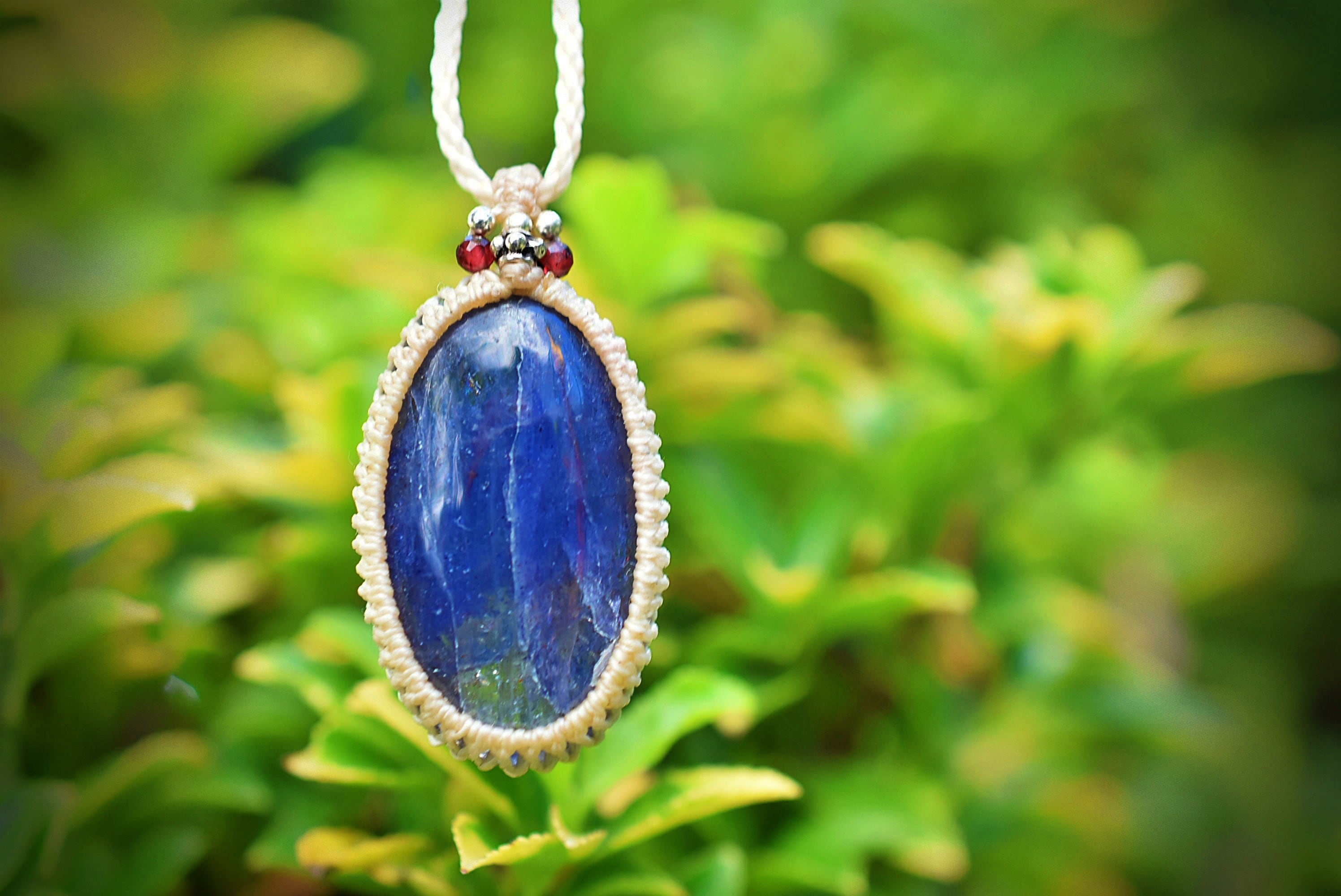 藍色ライン☆アイオライト マクラメネックレス1280 | Funky