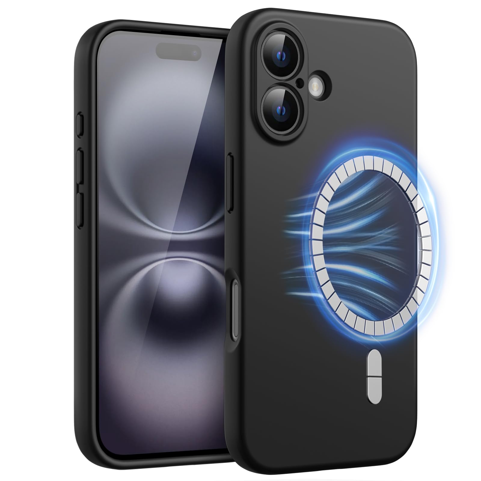 JETech iPhone 16用 マグネットシリコンケース (ブラック)