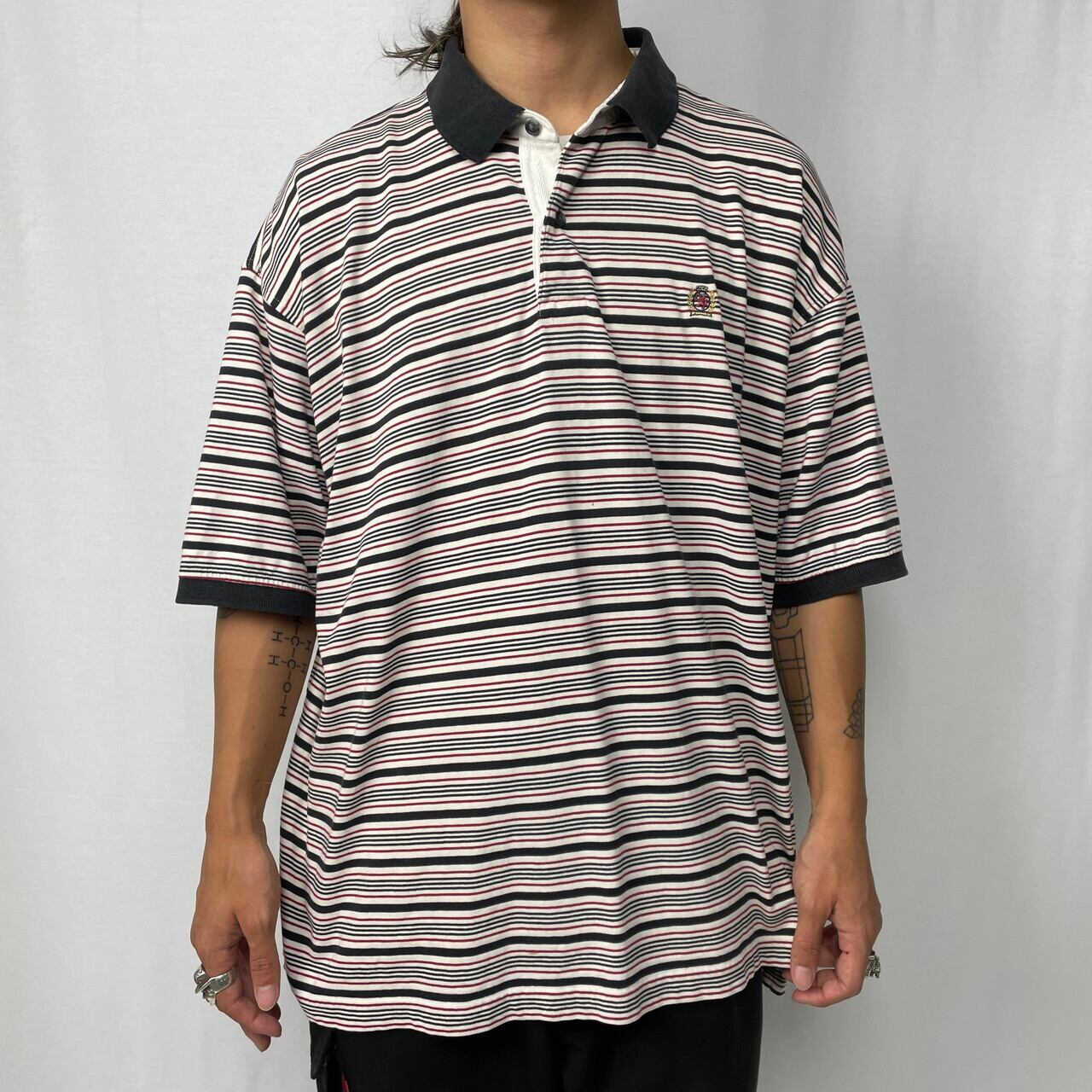 90年代 TOMMY HILFIGER トミーヒルフィガー マルチボーダー ポロシャツ
