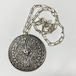 Vintage 925 Silver Mexican Aztec Mayan Calendar Huge Pendant Top or Blooch With Chain