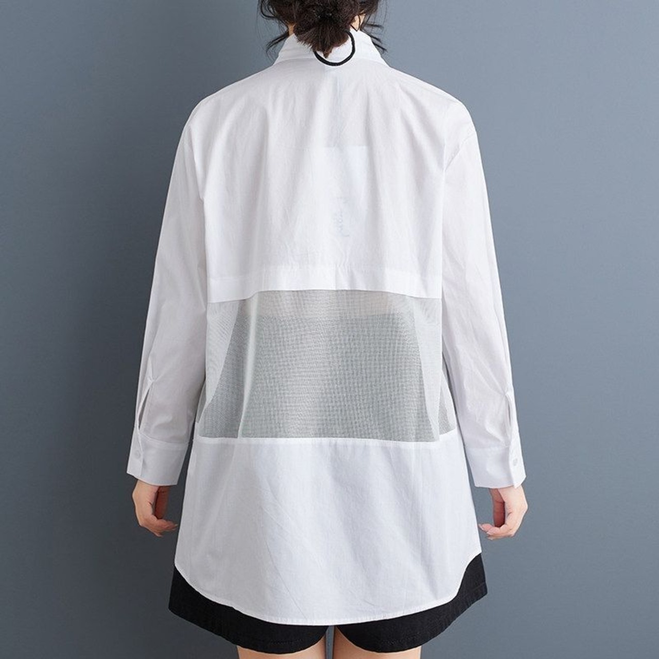 シアー切替 デザインシャツ  00381