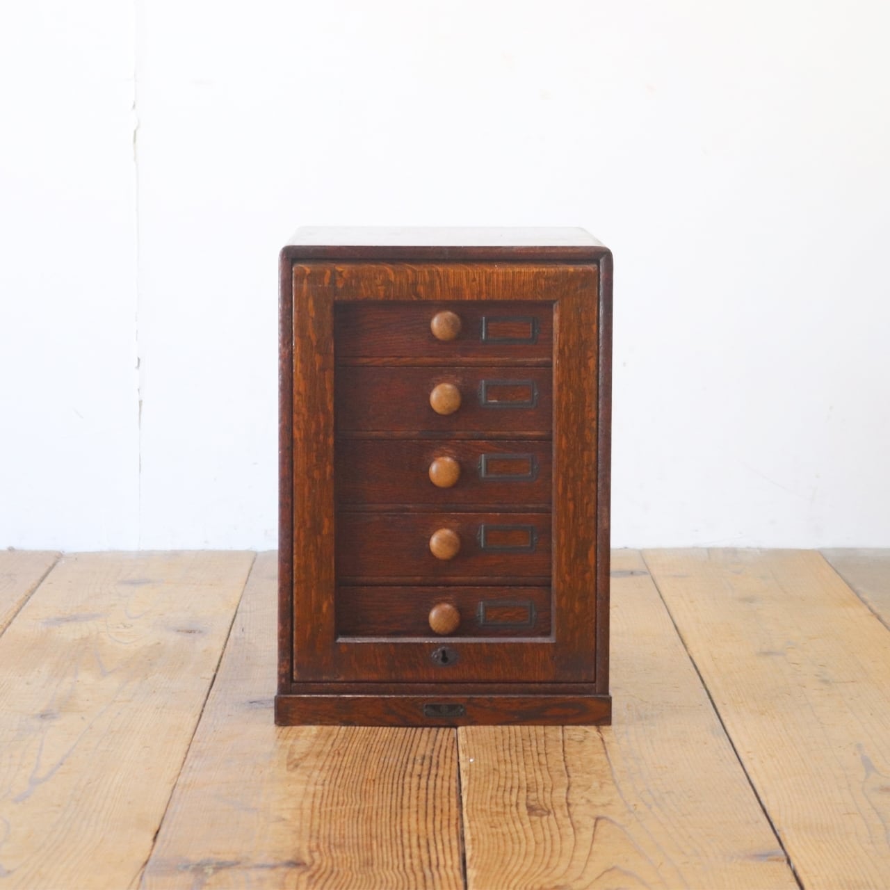 レトロ 卓上 小引き出し 抽斗 5杯 収納 小物入れ レターケース 閂式 B5 オーク材 ヴィンテージ/PKT25175