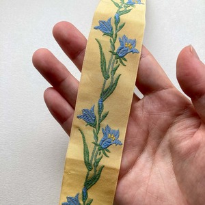 Kafka 水色の百合の花ジャガードリボン（50cmカット）