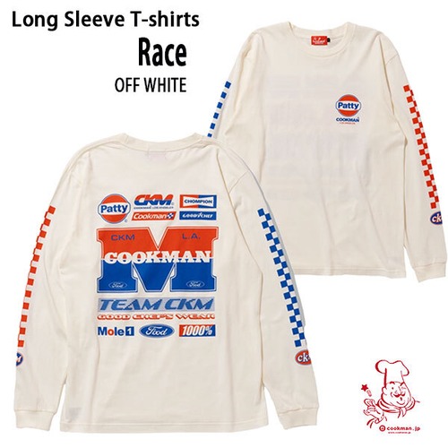 Cookman Long sleeve T-shirts Race Off White オフホワイト クックマン 長袖Tシャツ USA UNISEX 男女兼用 アメリカ