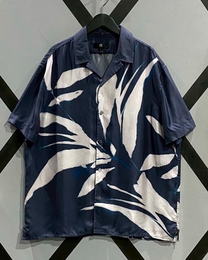 【X VINTAGE】Dyed Design Loose S/S Silk Open Collar Shirt