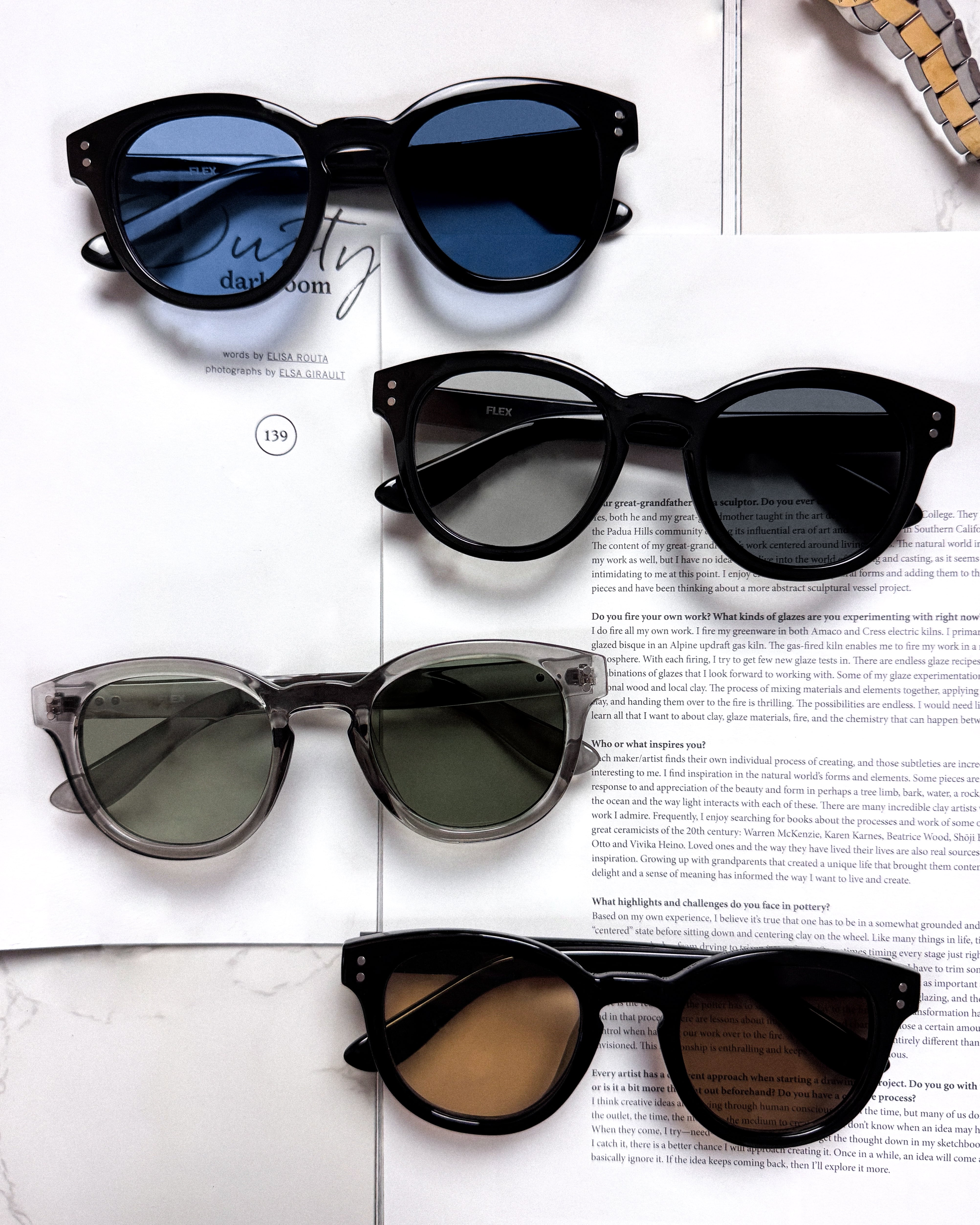 調光・偏光レンズ搭載【2colors】classic round sunglasses