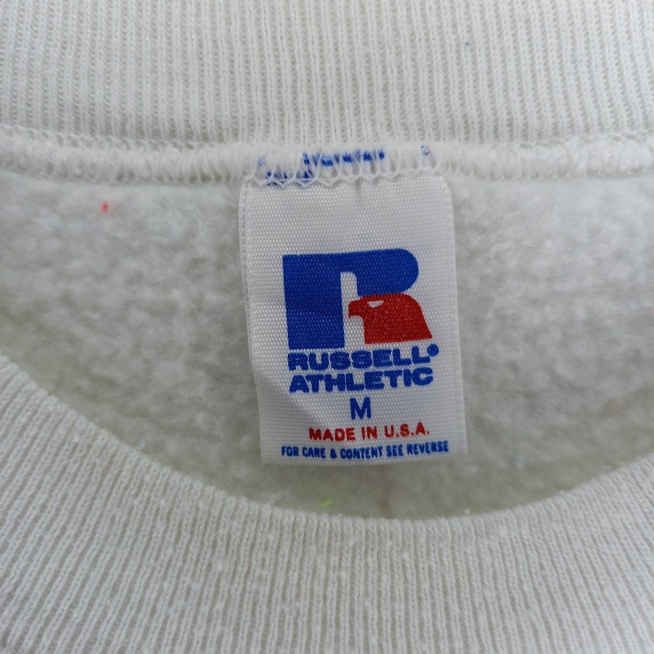 希少品　90s　アメリカ製　ラッセル　スウェット　トレーナー　無地　ホワイト　M