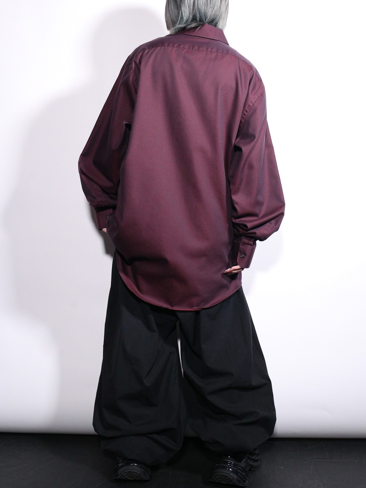 burgundy color oversize drapery shirt - 5