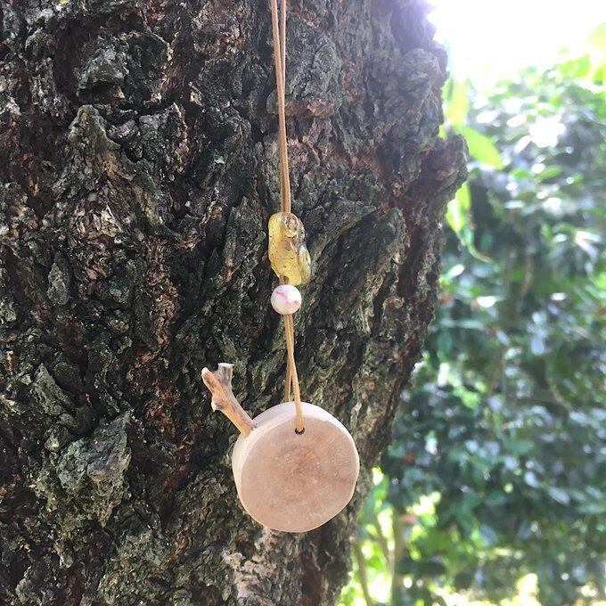 【一点物】✦⋆.八ヶ岳の森の贈り物 ✦⋆.·賢者の石とフクロウと桜の木のアロマボトルネックレス ⋆.·✦