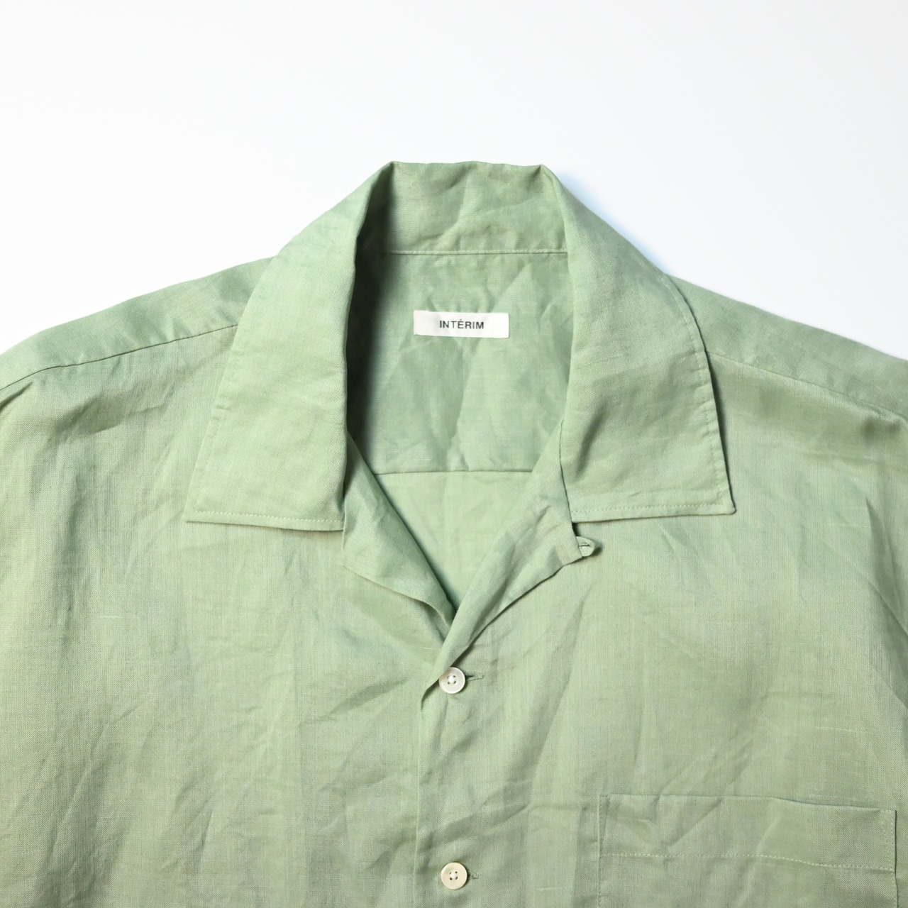 INTERIM / RAMIE SHEER LAWN HYPER BIG S/S OPEN COLLAR SHIRT