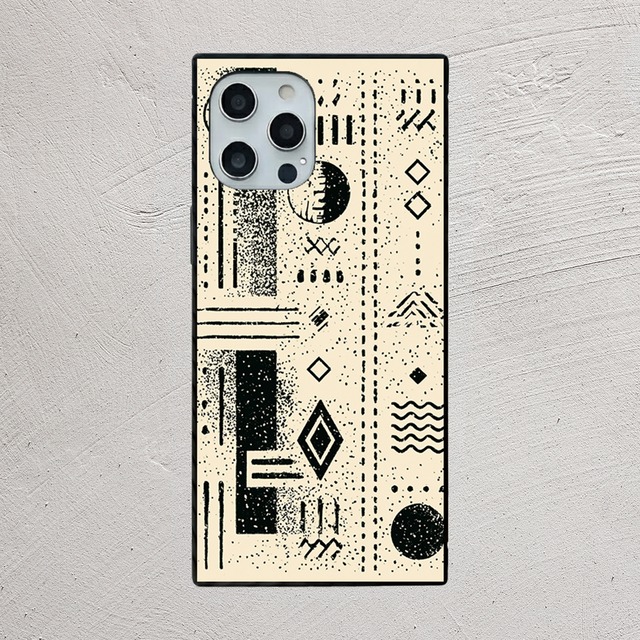受注生産 iPhoneケース 白背景の記号タリスマン柄｜幾何学シンボル TALM076B