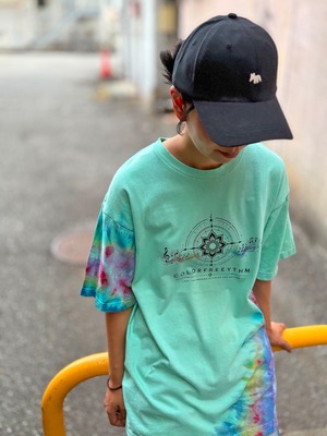 タイダイ Tie-dye Tシャツ XLサイズ ミントグリーン×カラフル COLORFREEYTHM ― Color & Rhythm Tie-Dye T-Shirt HD26-70