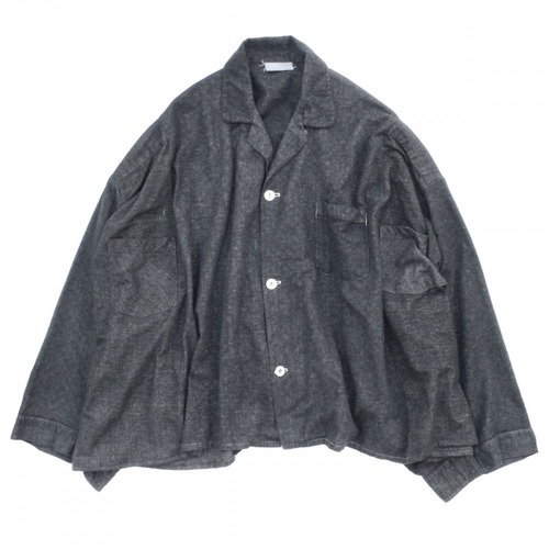 Pimpstick [pimpstick] Big Silhouette Remake Cotton Flannel Pajamas Shirt Poncho Over Dyed BK