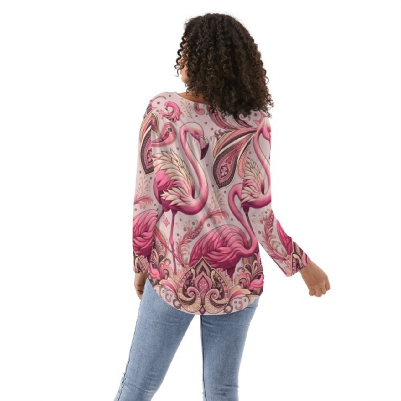 Women's Babydoll Neck Casual Top Paisley 4452