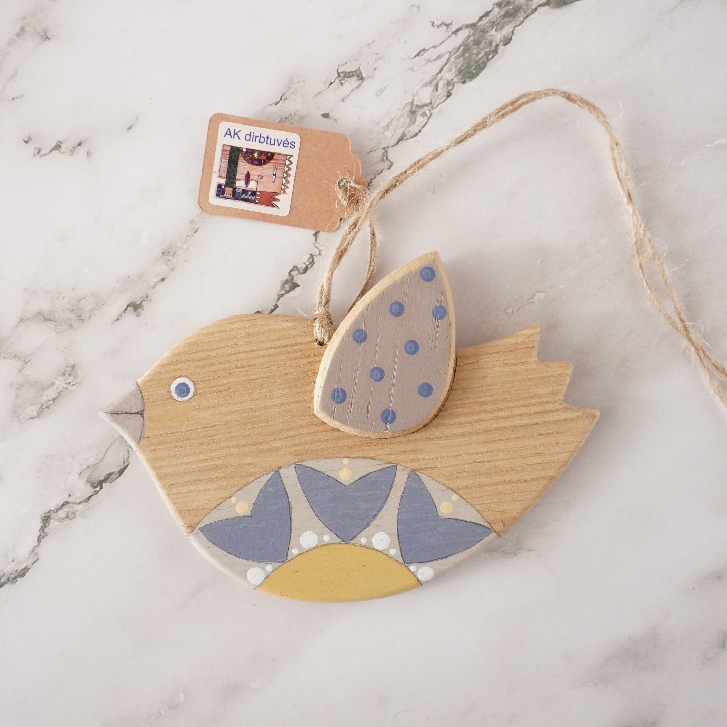 at847 リトアニア直輸入 鳥のオーナメント(青色)