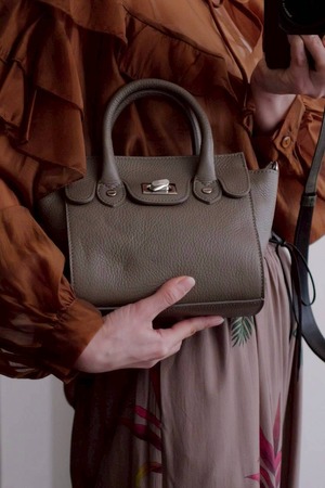 leather mini hand bag gray