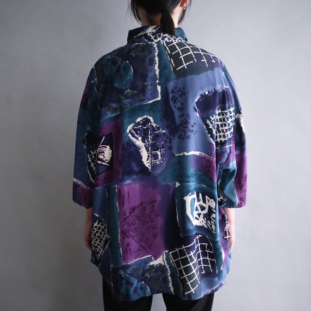 poison color art pattern loose box silhouette h/s shirt