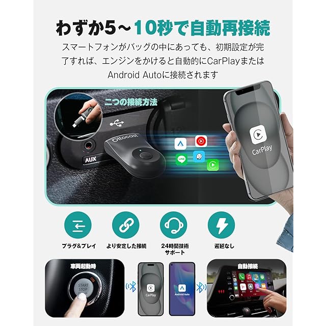 公式】オットキャスト OTTOCAST MINI 2025最新 CarPlay＆AndroidAutoを