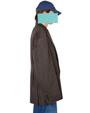 ssstein "DEFORMED SHOULDER DOUBLE BREASTED JACKET〔GREY BROWN〕"