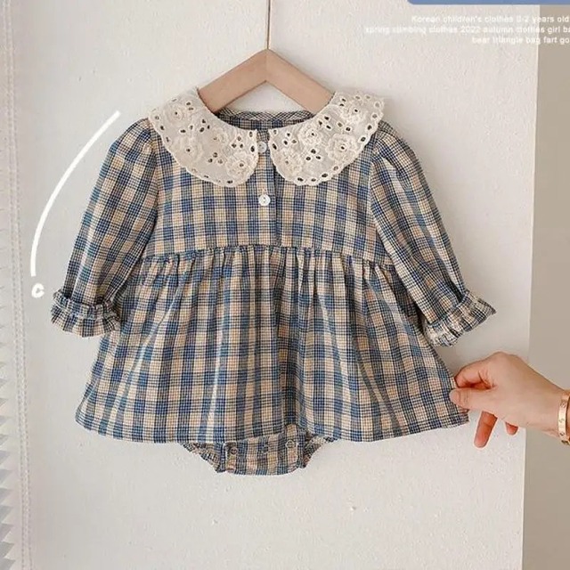 blue check  rompers  dress