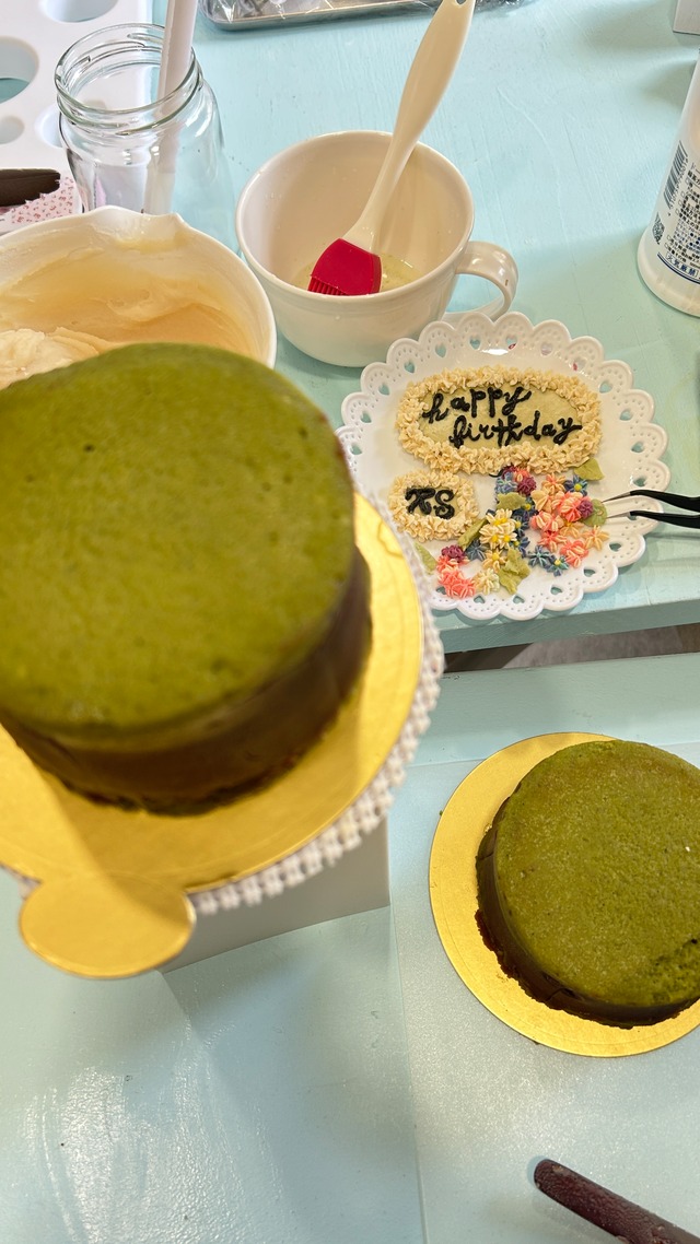 抹茶のフラワーケーキ