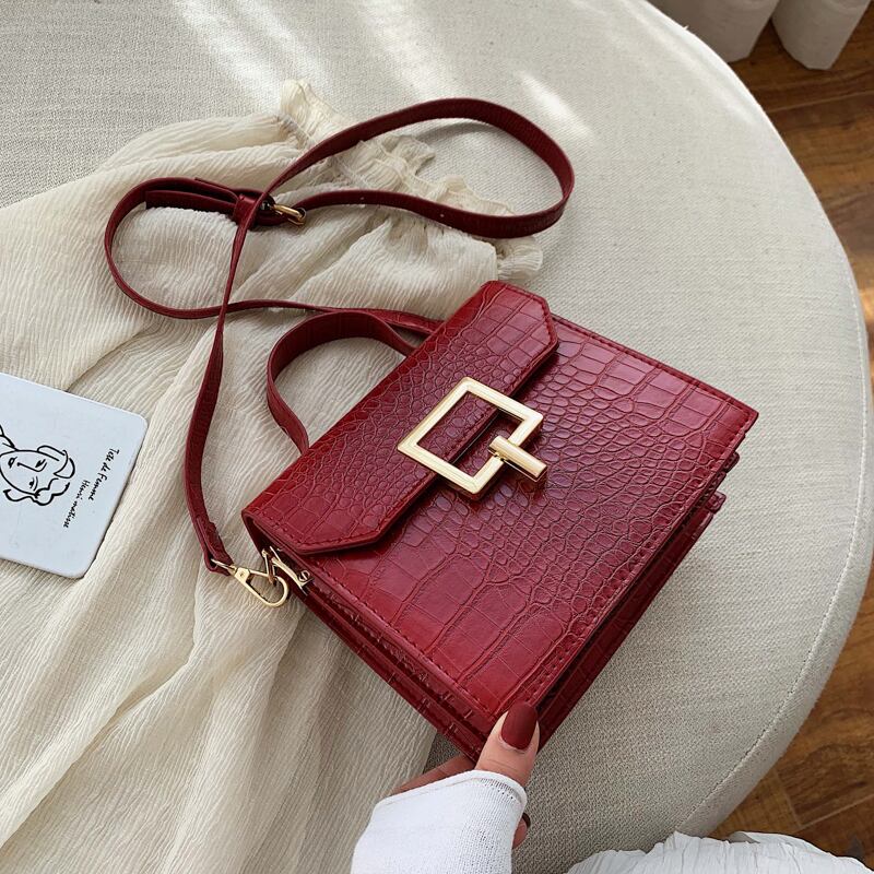 テクスチャスモールバッグ女性2020人気のニューウェーブバージョンワイルドクロコダイルパターンクロスボディバッグファッションスモールスクエアバッグ Tiancai_Wing_Bag9346130