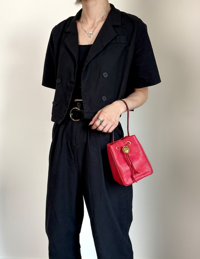 Christian Dior クリスチャン ディオール ハンドバッグ レッド オーバル レザー ミニバッグ 巾着 vintage ヴィンテージ オールド 46ensx