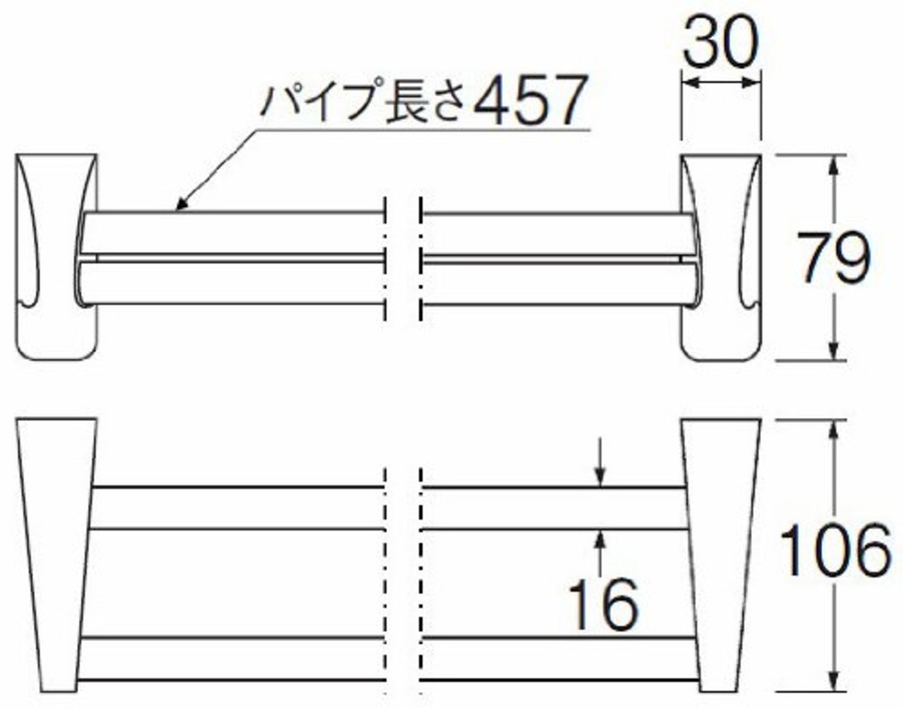 SANEI(サンエイ) タオル掛け 二段式 ビス付き ステンレス 457mm W532-457