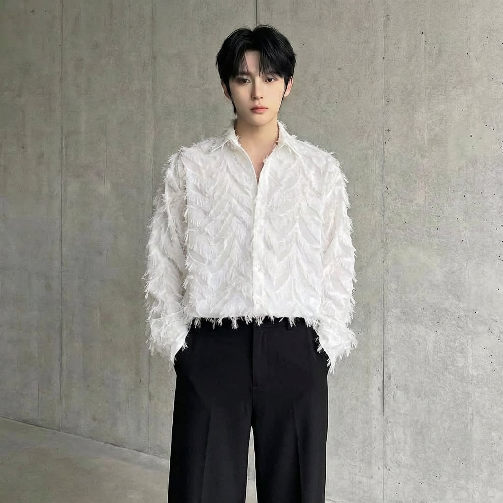 フェザータッチ シアー長袖シャツ 2カラー D10061