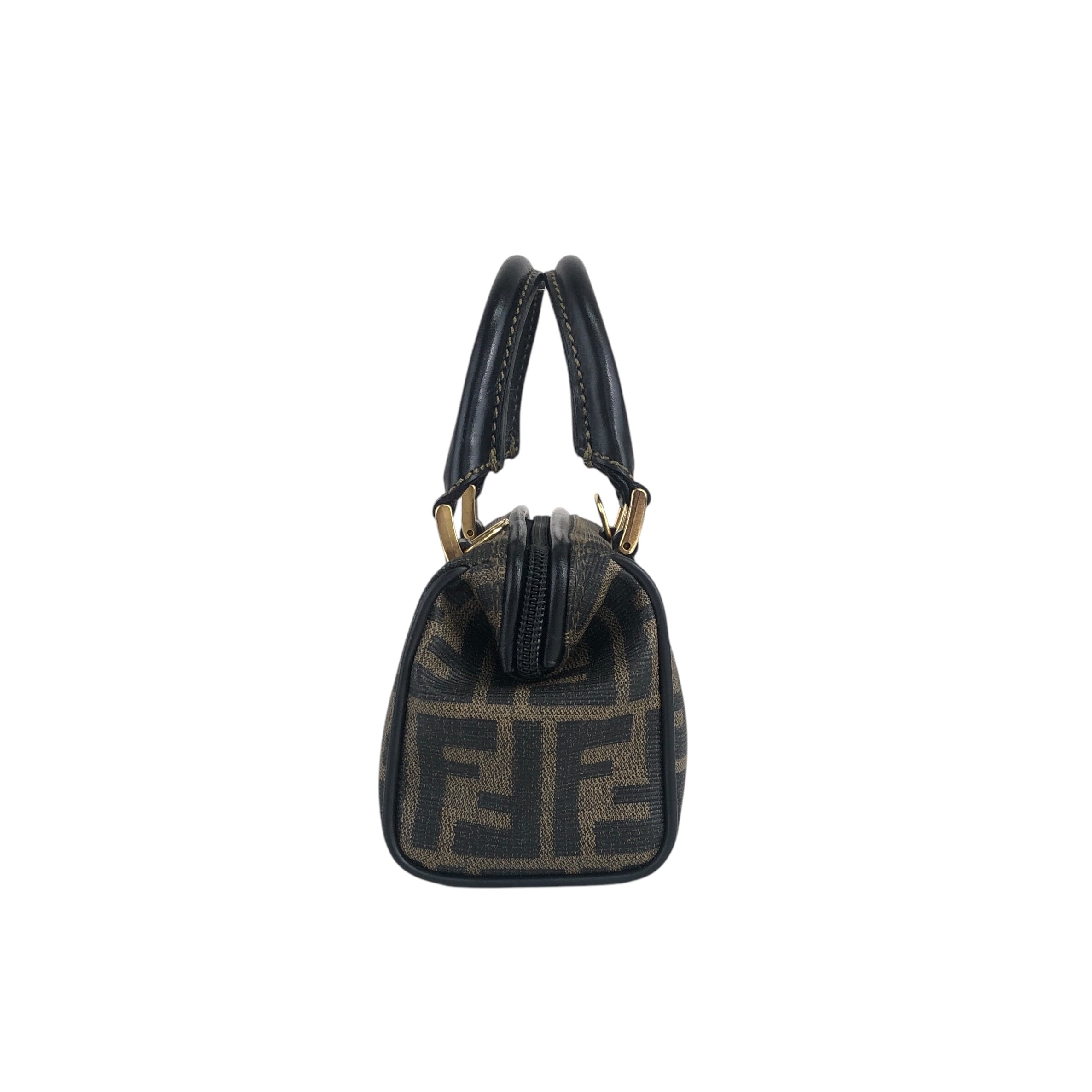 FENDI フェンディ ズッカ ショルダーバッグ ブラウン PVC レザー 2way