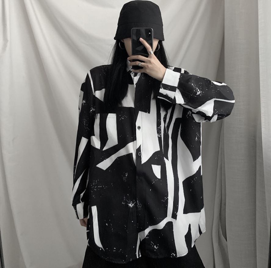 レディース トップス シャツ ブラウス アシンメトリー 白黒 モノトーン 長袖 ストリート カジュアル 個性派ファッション 2599 Amouretvie 韓国系 モード系 個性的ファッションの通販サイト レディース トップス シャツ ブラウス アシンメトリー 白黒 モノトーン 長袖 ストリート カジュアル 個性派ファッション 2599 Amouretvie 韓国系 モード系 個性的ファッションの通販サイト