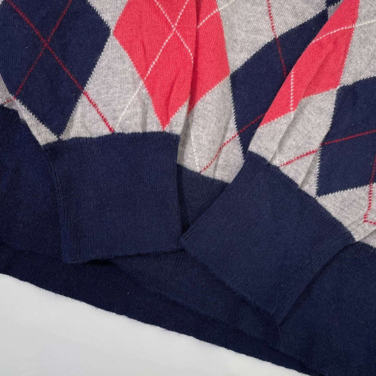 LACOSTE ラコステ アーガイル Vネック ウールニット セーター XL/グレー ネイビー