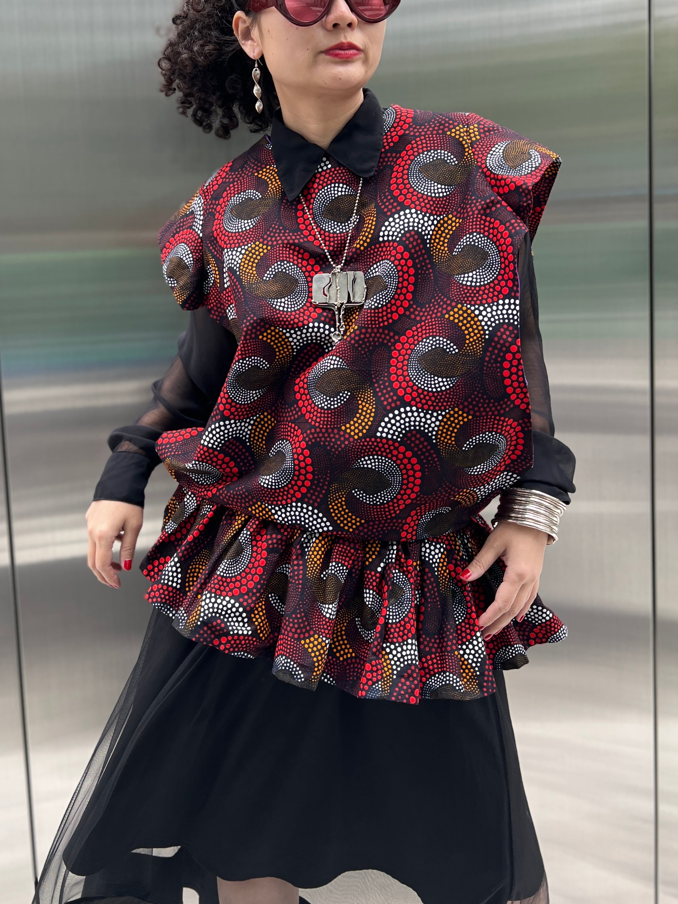 Vintage africanbatik × modern side open peplum design tops