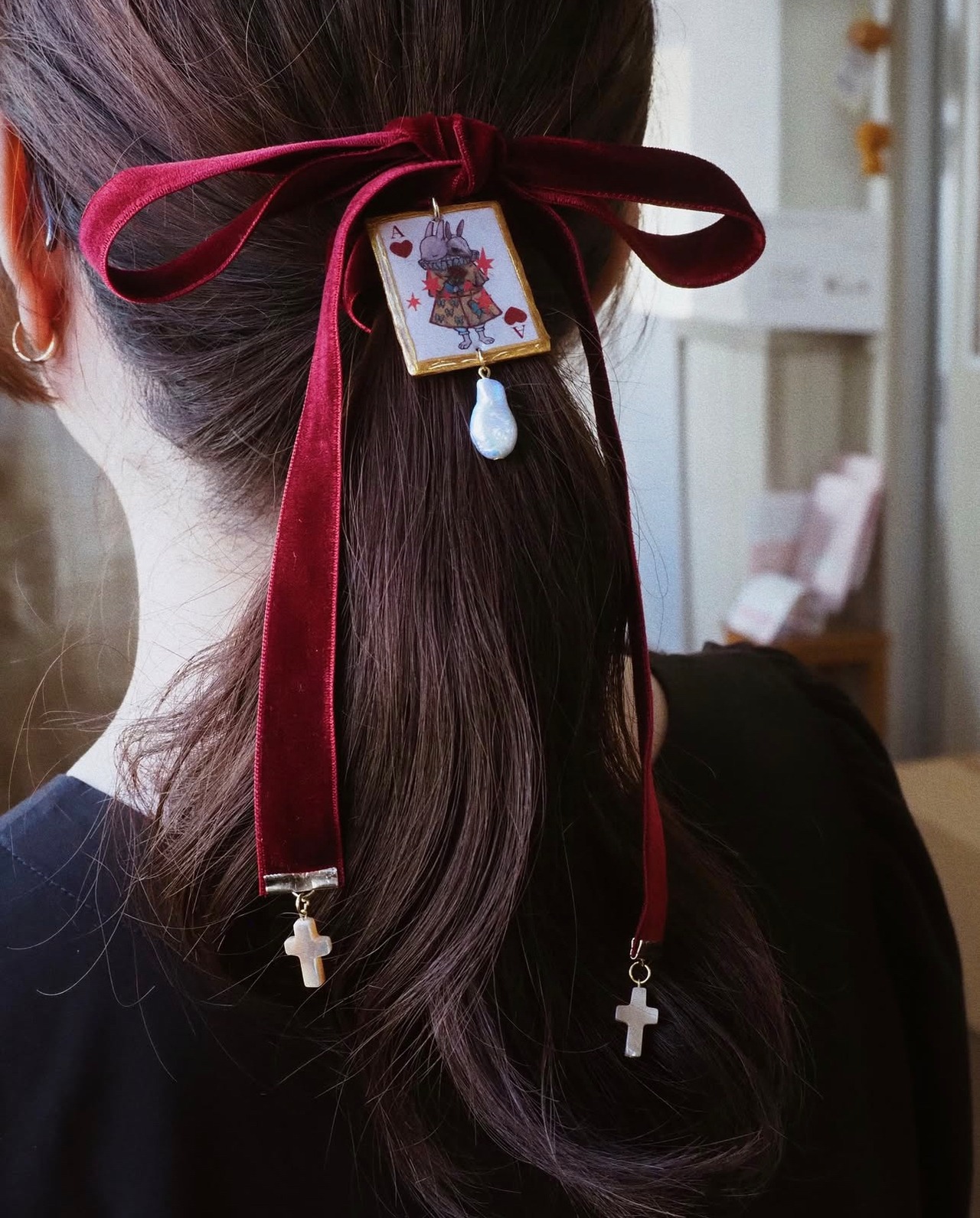 双頭うさぎのトランプ　ベロアチョーカー＆ヘアリボン