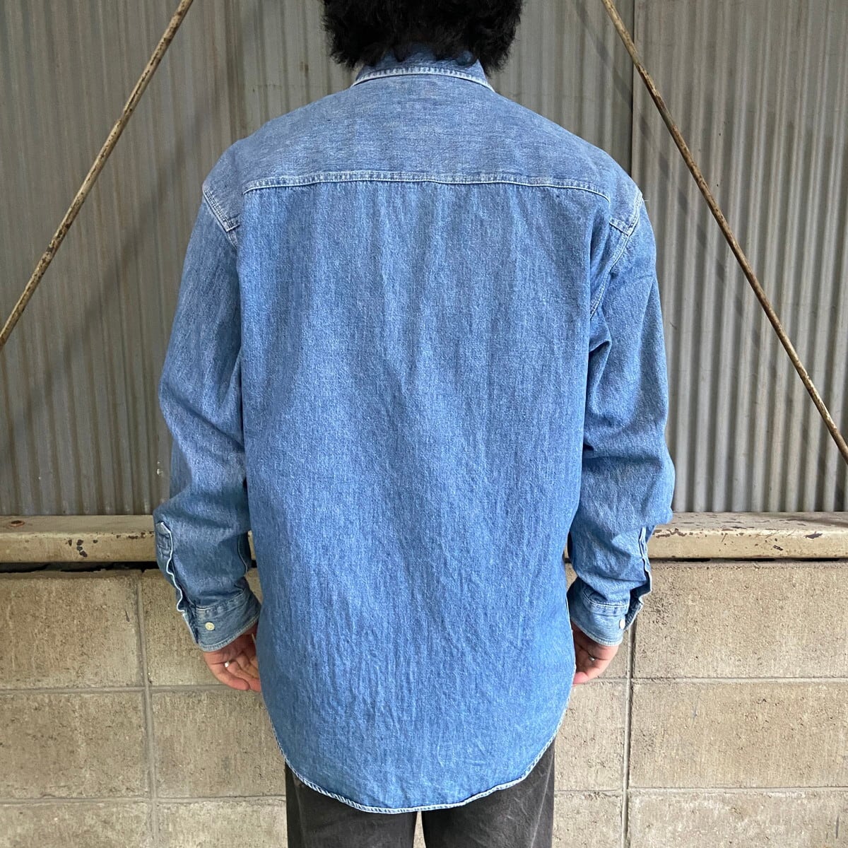 90年代 ギャップ GAP DENIM オールドギャップ ストライプ柄 長袖 ボタンダウンデニムシャツ メンズXL ヴィンテージ /eaa373820