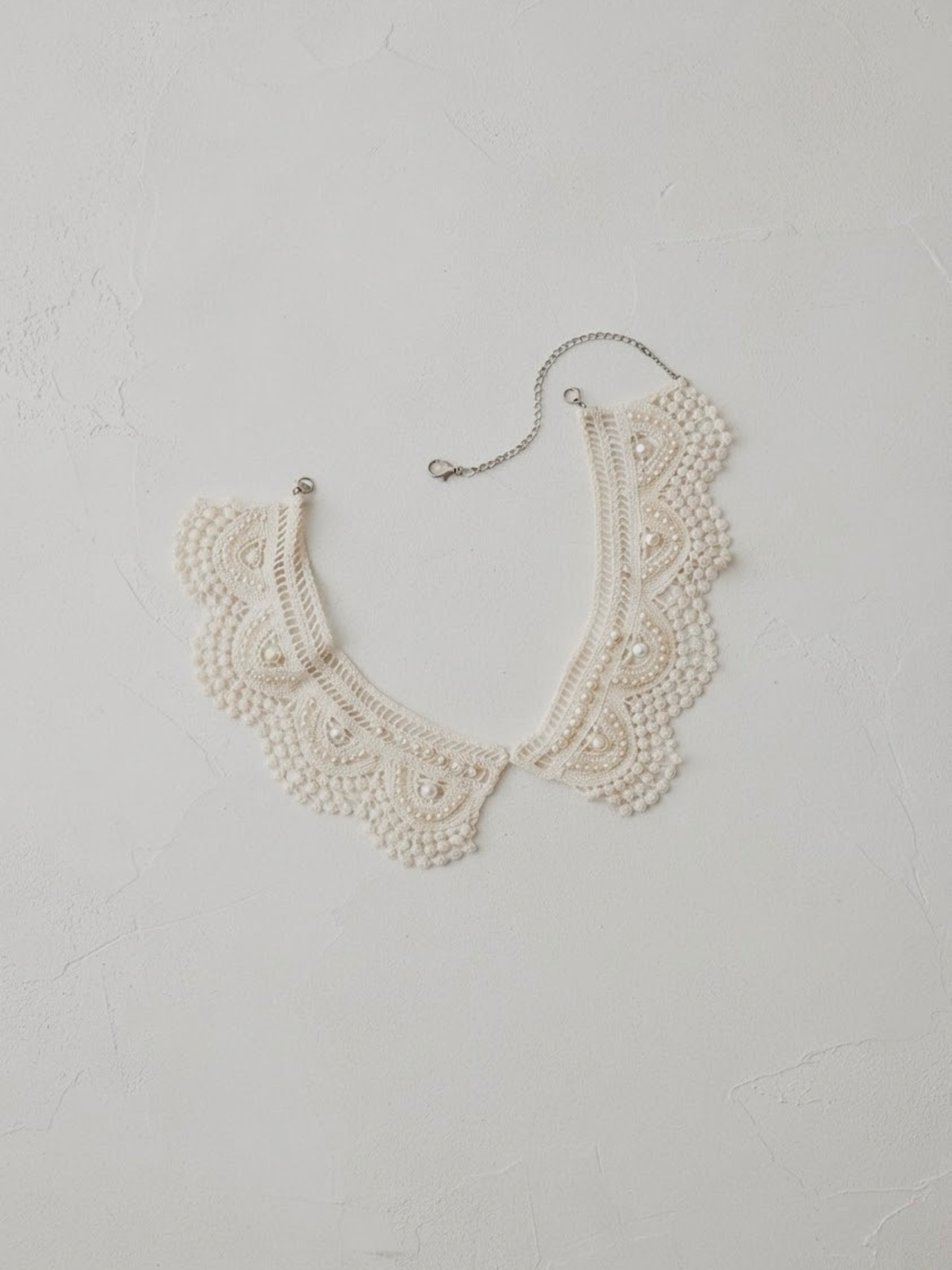Vintage Lace Pearl Collar / WHITE - 1