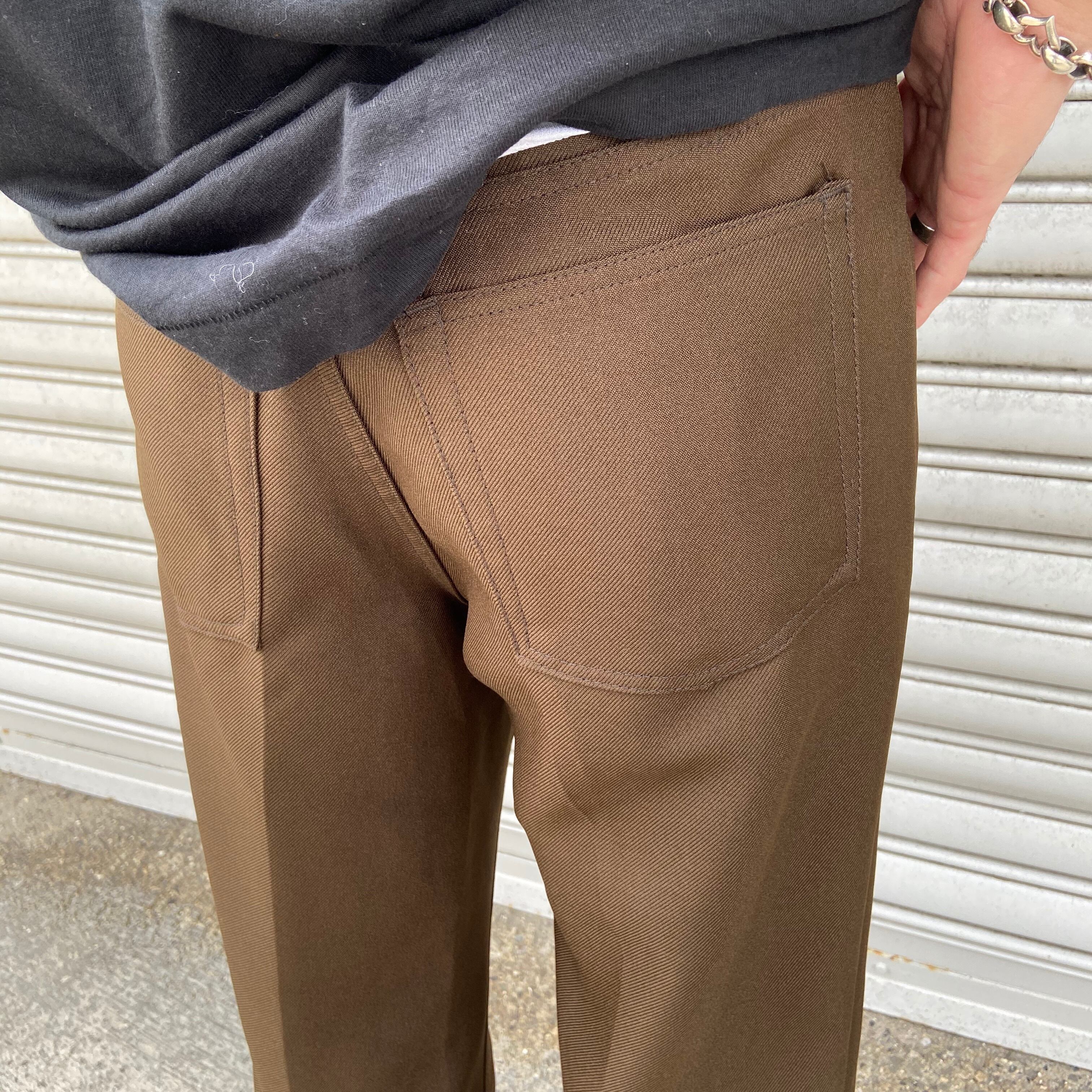 送料無料』スタプレストパンツ W32 ブラウン ポリエステル 九分丈