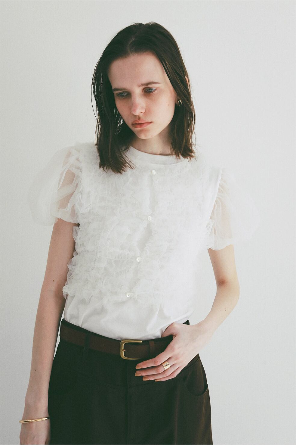シャツ/ブラウス(半袖/袖なし) CLANE TULLE VEST LAYERED TOPS CLANE TULLE VEST LAYERED TOPS | FLICKA ASHIYA