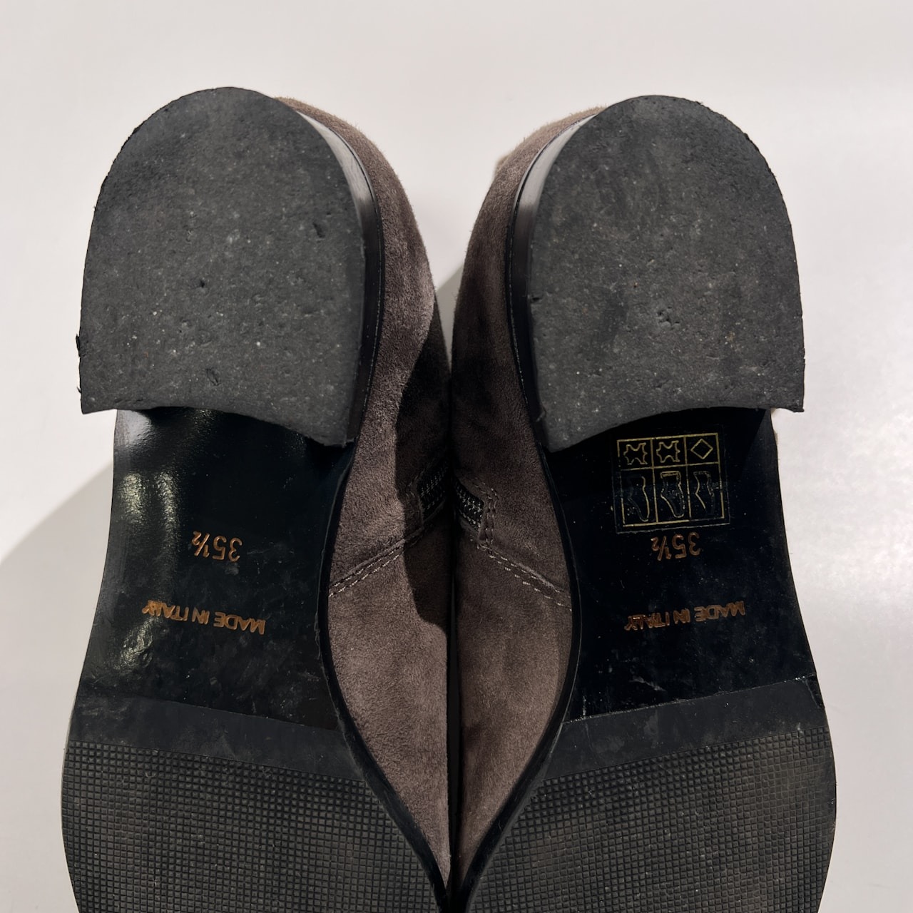 ステイタス STATUS イタリア製 スエード レザー ショート ブーツ サイドジップ 35 1/2 (約22.5～23.0cm)