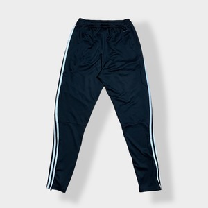 【adidas】トラックパンツ TRACK PANTS サッカー フットサル ジャージパンツ ジャージ下 裾チャック パフォーマンスロゴ プリント スリーストライプ CLIMACOOL アディダス 黒 US古着