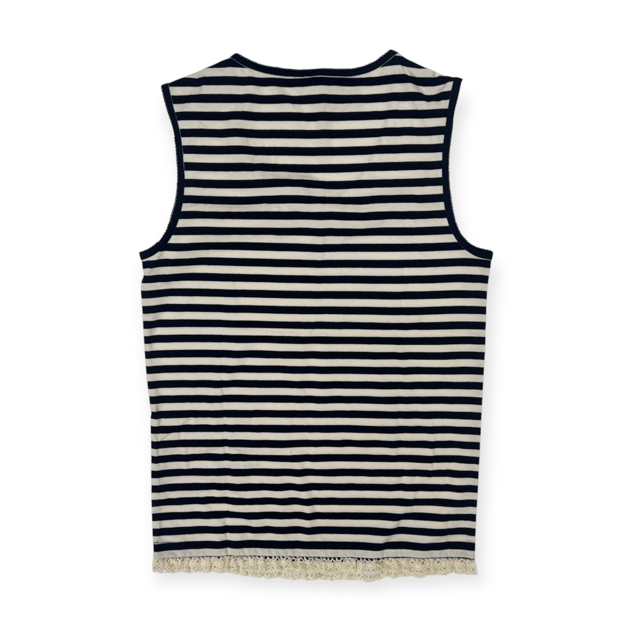 PINK HOUSE ピンクハウス タグ付き ボーダー レース切替 タンクトップ L/ネイビー ホワイト