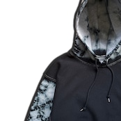 【裏起毛スウェットセットアップ】 黒染めタイダイフーディー くじら BLACK