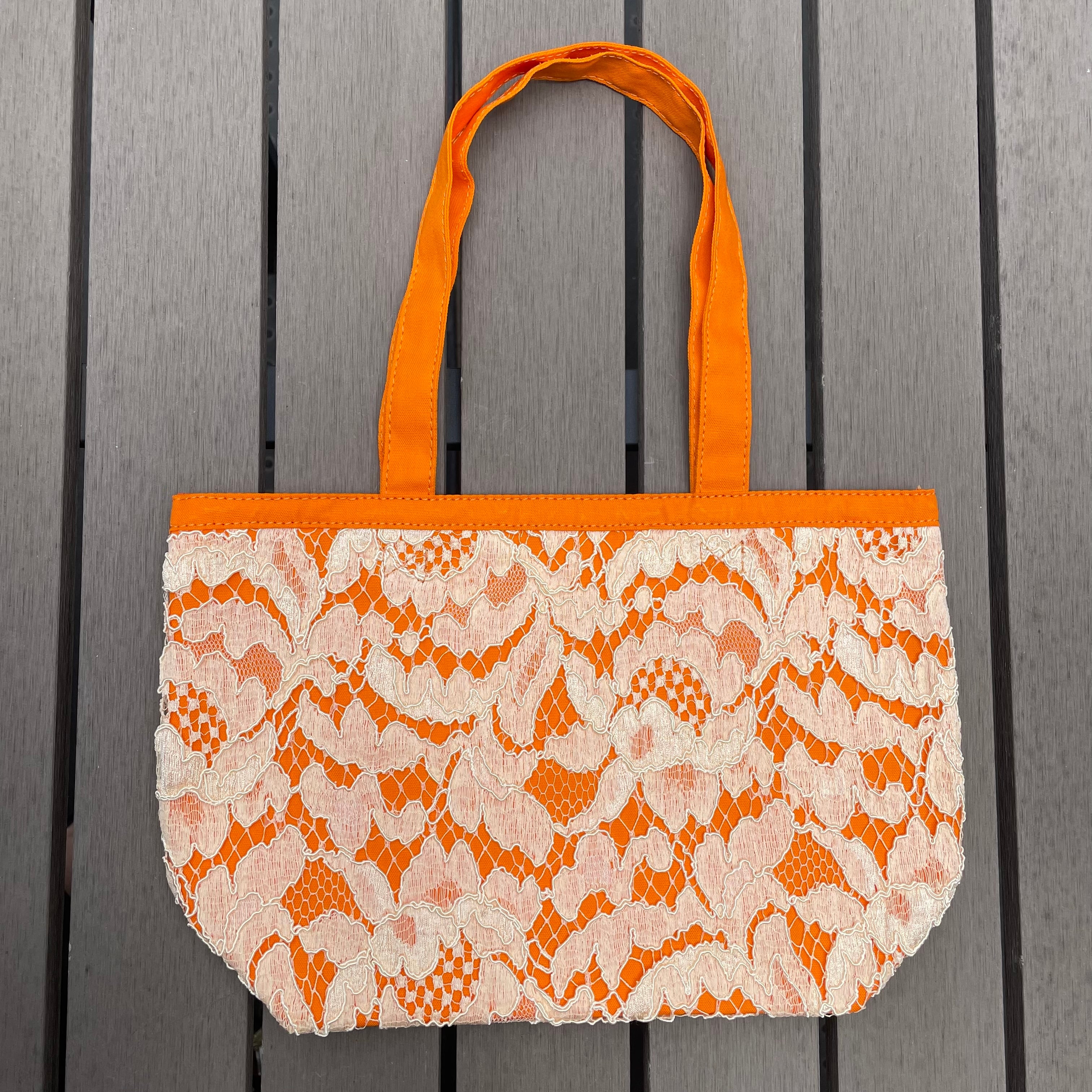 フランスレースのトートバッグ（オレンジ） | AOYAMA LACE-青山レース-