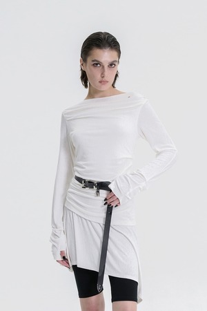 [TREEMINGBIRD] Draped Jersey Long Sleeve [ White ] 正規品 韓国ブランド 韓国通販 韓国代行 韓国ファッション TRMNGBD tmb TREEMING BIRD 日本 店舗