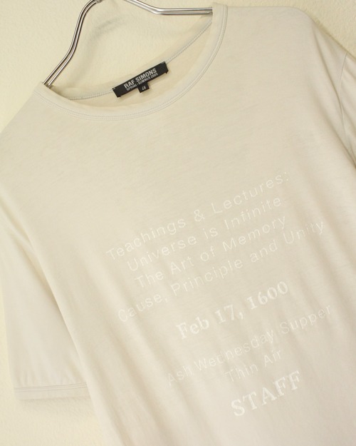 "Archive" 2005SS RAF SIMONS Ash Wednesday STAFF TEE "History of My World"
