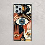 受注生産 iPhoneケース 太陽と目の黒背景護符柄｜魔除けシンボル TALM073A
